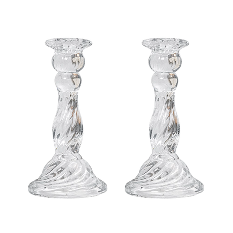 Woodside Home Living Clear Swirl Glass Candle Holders - Various Sets
