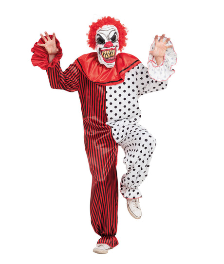 Horror Clown Fancy Dress Costume & Mask Size M-L