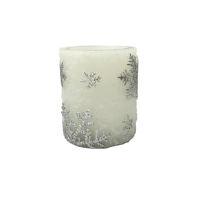 Christmas LED Pillar Candle with Embossed Snowflake 10cm