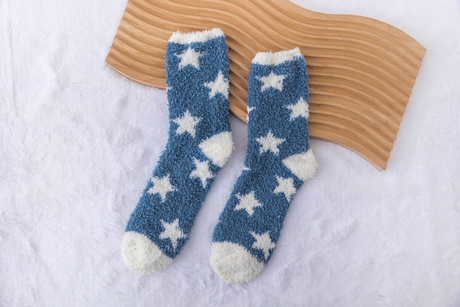 Fluffy Cosy Socks Stars Design One Size - Various Colours