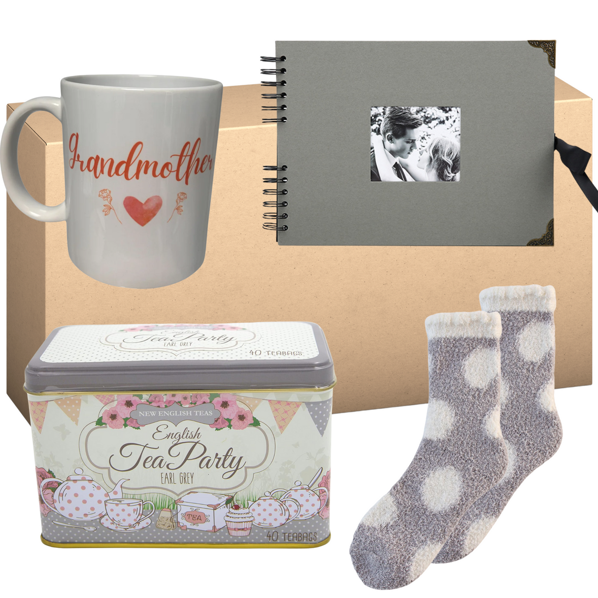 Grandmother Cosy Tea Party Grey Gift Set Box