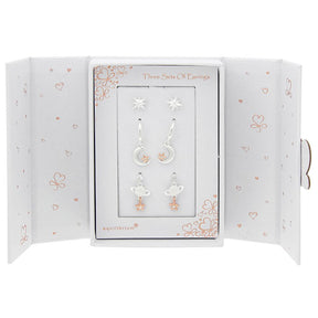 silver plated/rose gold plated earrings gift set - stars