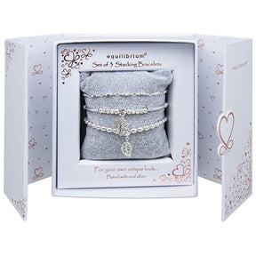 equilibrium silver stacking bracelet gift set - nature