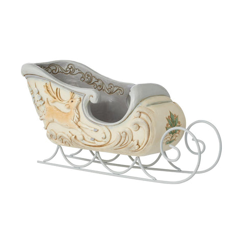 Heartwood Creek White Woodland Sleigh Centrepiece Figurine