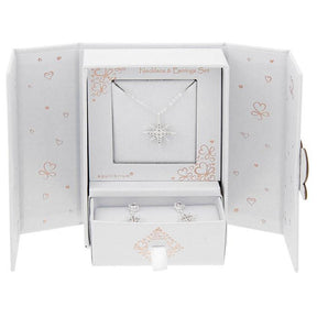silver plated necklace & earrings gift set - glam star