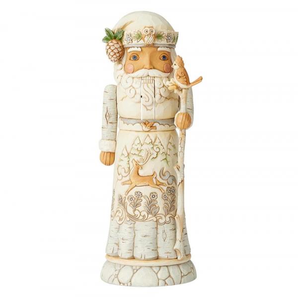 Heartwood Creek White Woodland Santa Nutcracker Figurine