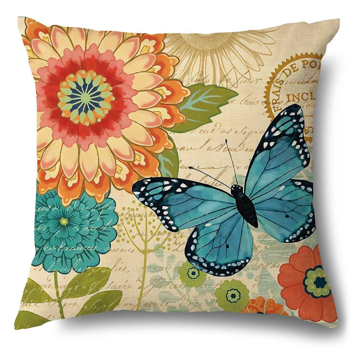 Butterfly Design Outdoor Waterproof Cushion Cover 45cm x 45cm