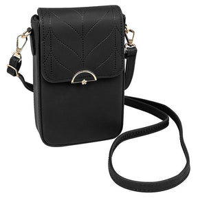 star embellished mobile phone bag - black