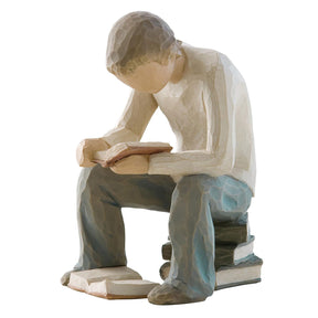 Young Man (Graduation) Study Reading Book Figurine