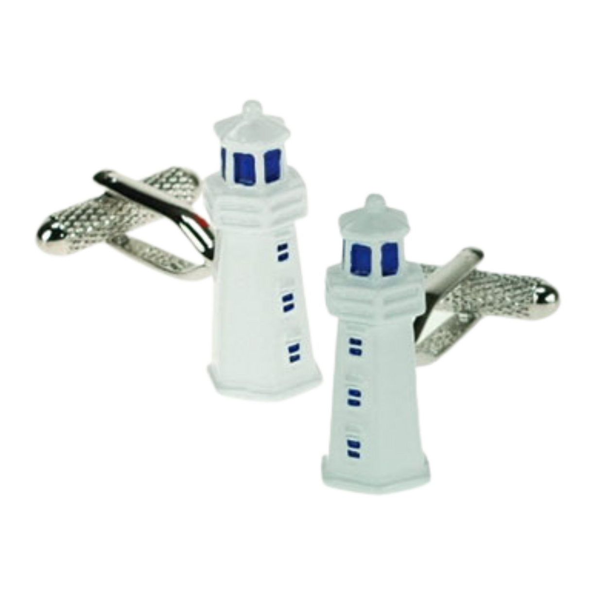 White & Blue Lighthouse Cufflinks