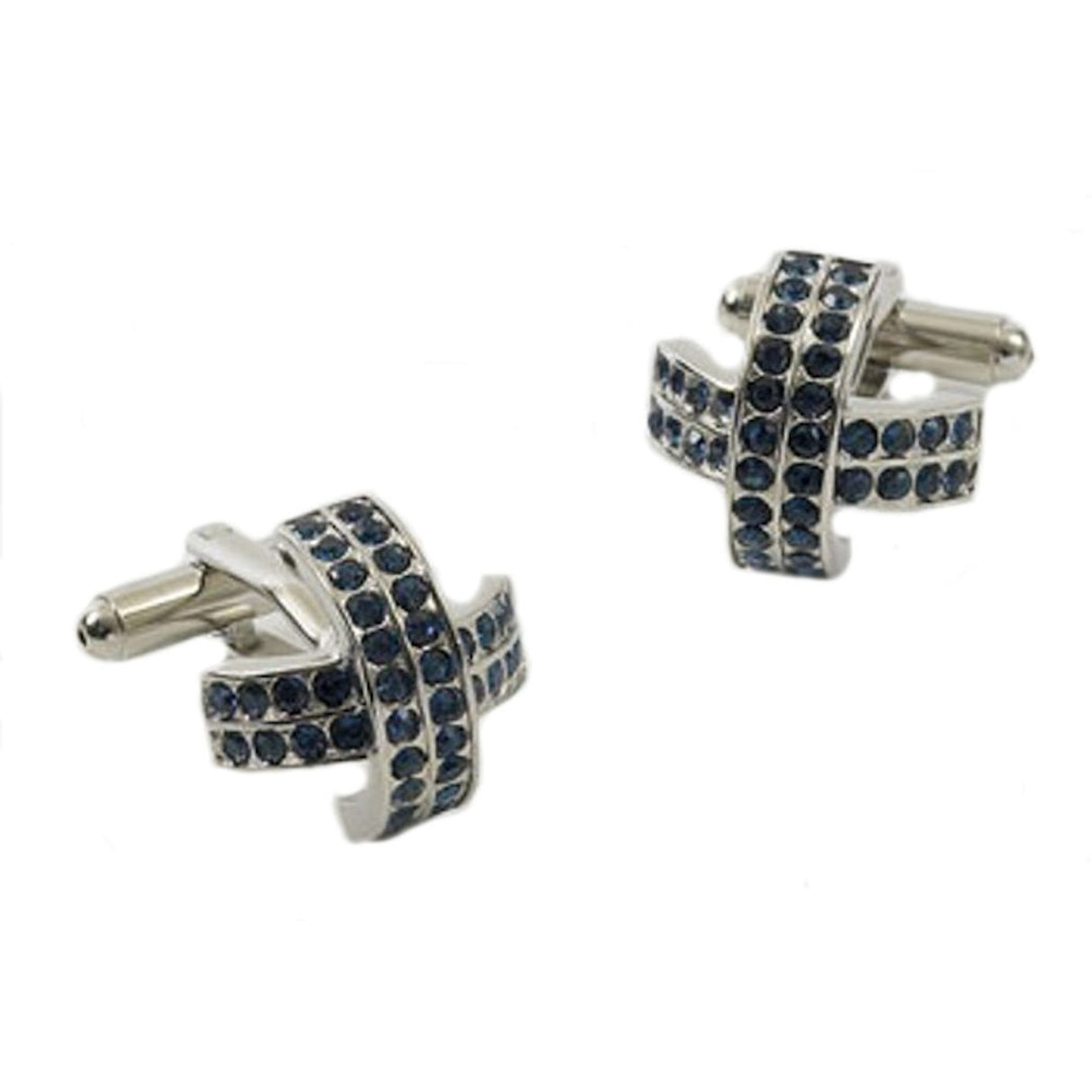 Crossed Crystal Cufflinks - Blue