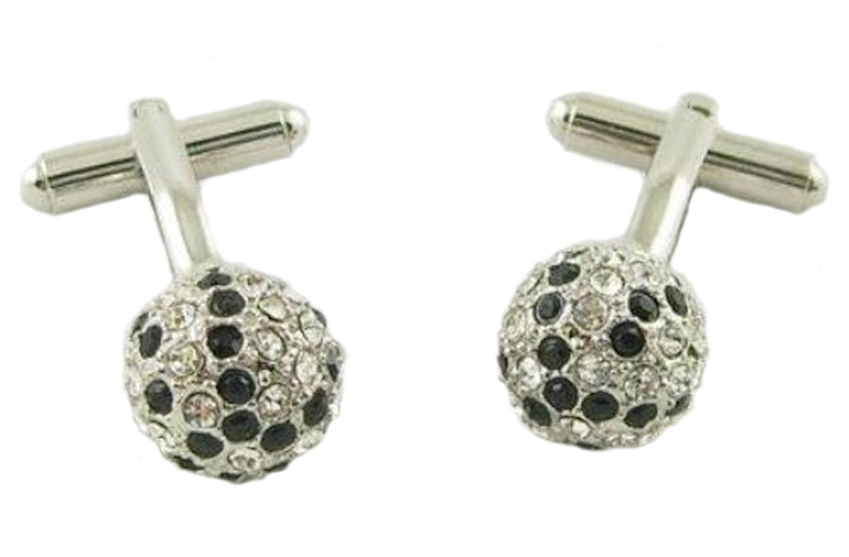 Black and Clear Crystals Globe Cufflinks