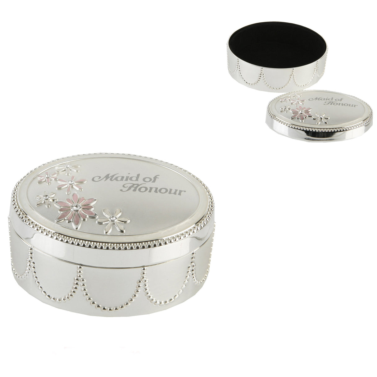 Juliana Wedding Party Silver Plated Trinket Box - Maid of Honour Keepsake Gift