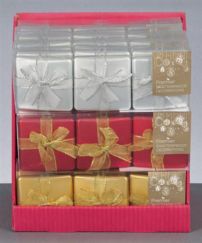 Christmas Tree Baubles - Shatterproof Gold Gift Box Pack of 6