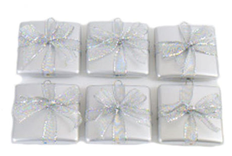 Christmas Tree Baubles - Shatterproof Silver Gift Box Pack of 6