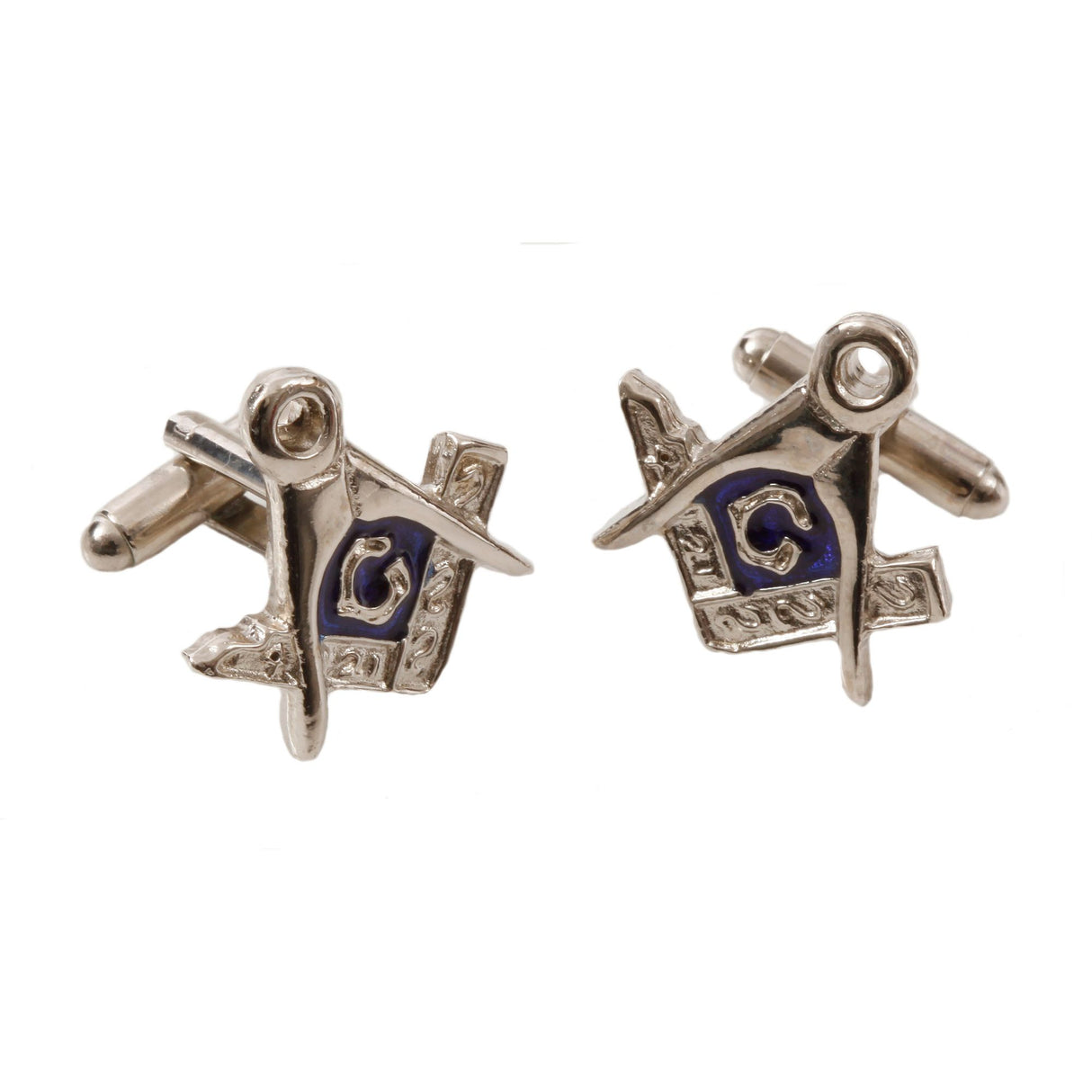 English Pewter Masonic Cufflinks - Blue