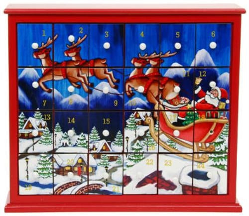 Christmas Advent Box with Santa Flying Scene