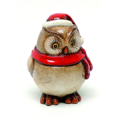 Christmas Decoration - Festive Owl Ceramic Figurine