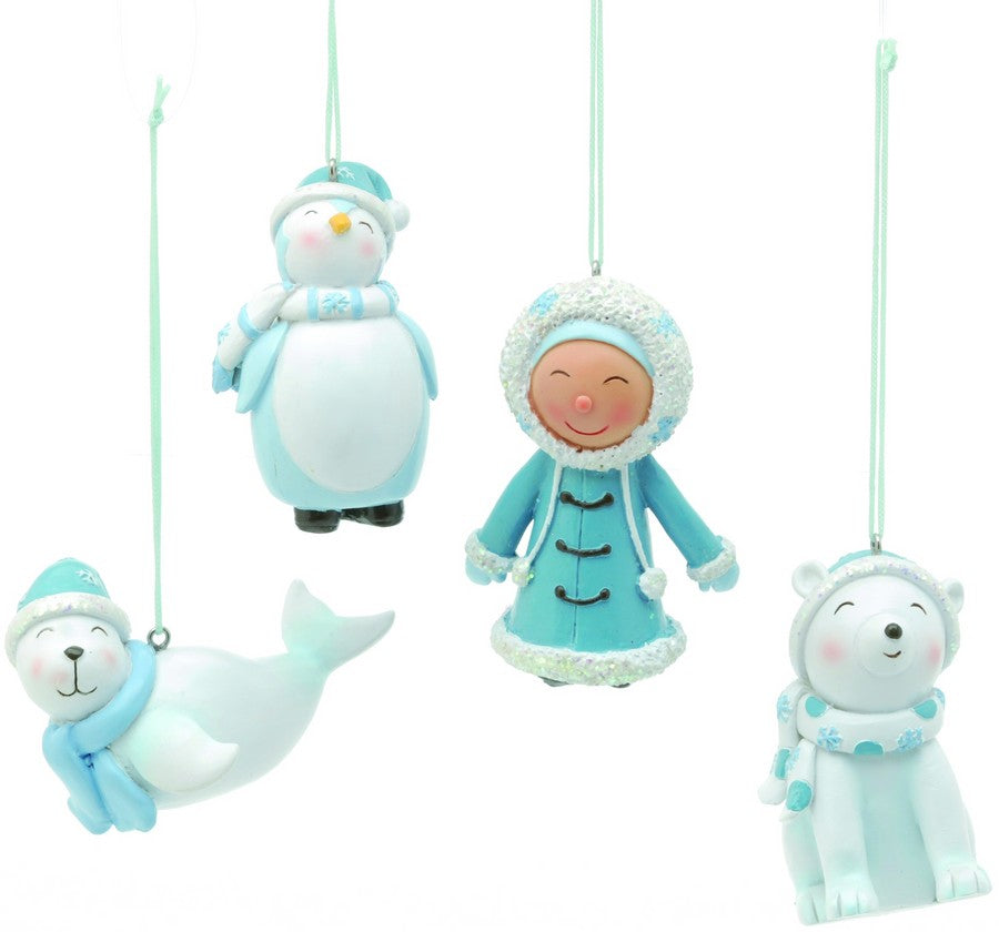 Christmas Tree Hanging Decorations - Arctic Ice Characters (S) Pack of 4 Asstd