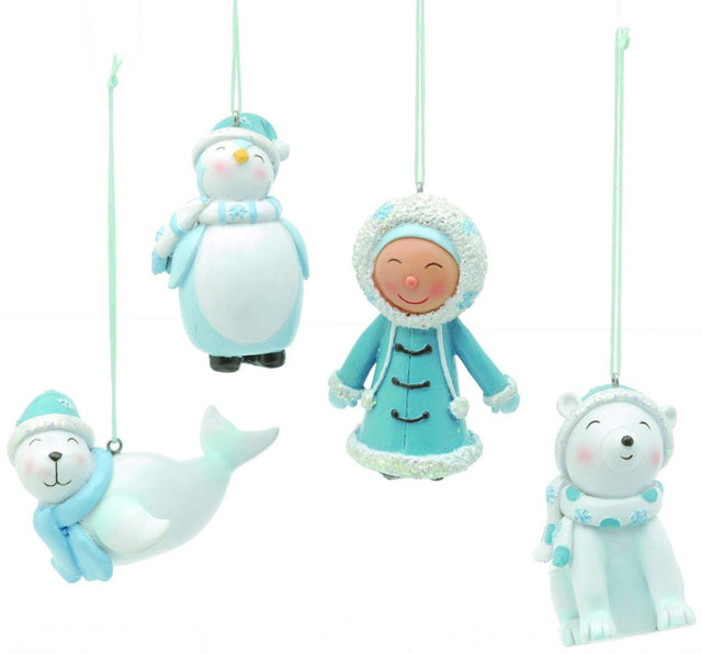 Christmas Tree Hanging Decorations - Arctic Ice Characters (L) Pack of 4 Asstd