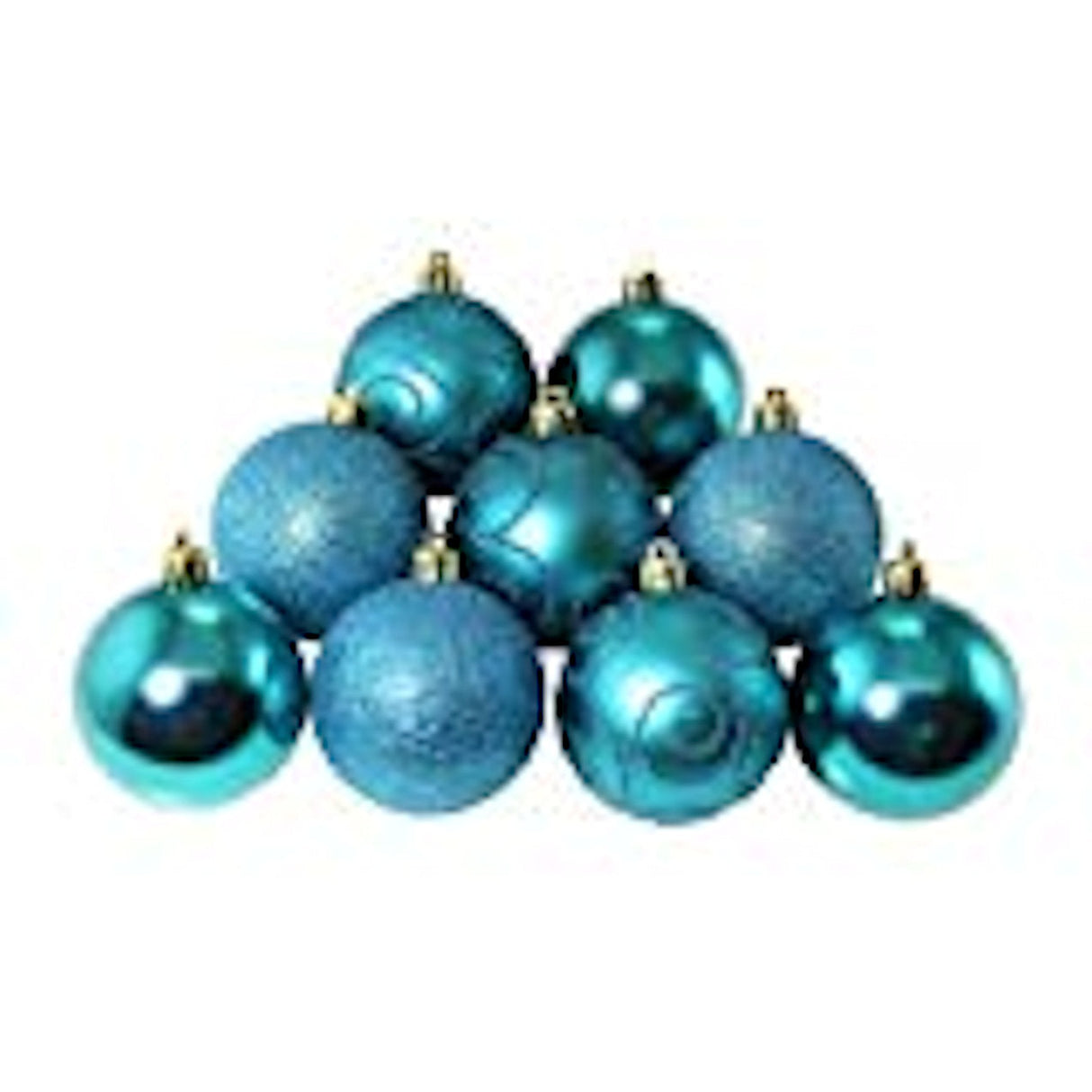 Christmas Tree Baubles - Shatterproof Jade Green & Blue Pack of 9 Assorted