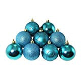 Christmas Tree Baubles - Shatterproof Jade Green & Blue Pack of 9 Assorted