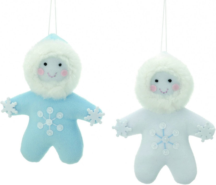 Christmas Tree Hanging Decorations - Blue & White Eskimo Pack of 2 Assorted