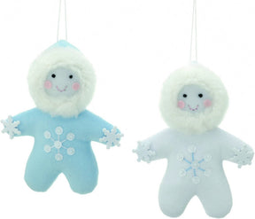 Christmas Tree Hanging Decorations - Blue & White Eskimo Pack of 2 Assorted
