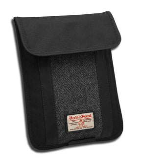 Harris Tweed Tablet Sleeve Case: Grey/Black Herringbone