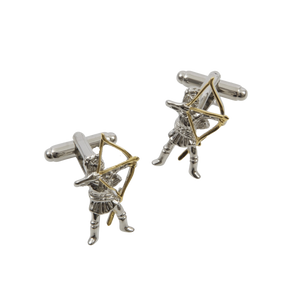 Archer with Golden Longbow and Arrow Cufflinks