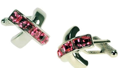 Red Rose Crystal Cross Cufflinks