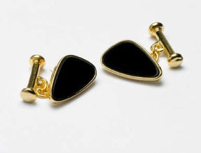 Black Onyx & Gold Finish Dress Cufflinks