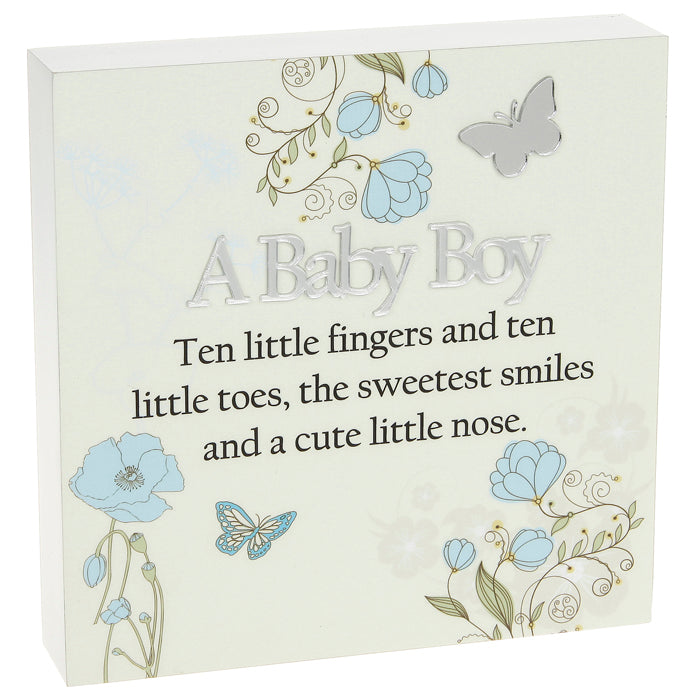 Floral Design Wall Art Plaque - A Baby Boy