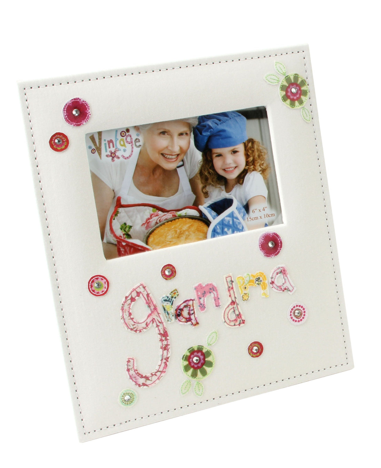 Vintage Fabric Photo Frame 6" x 4" - Grandma