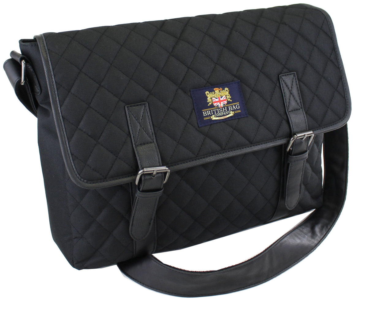 British Bag Company Regent Quilted Messenger Bag - Black