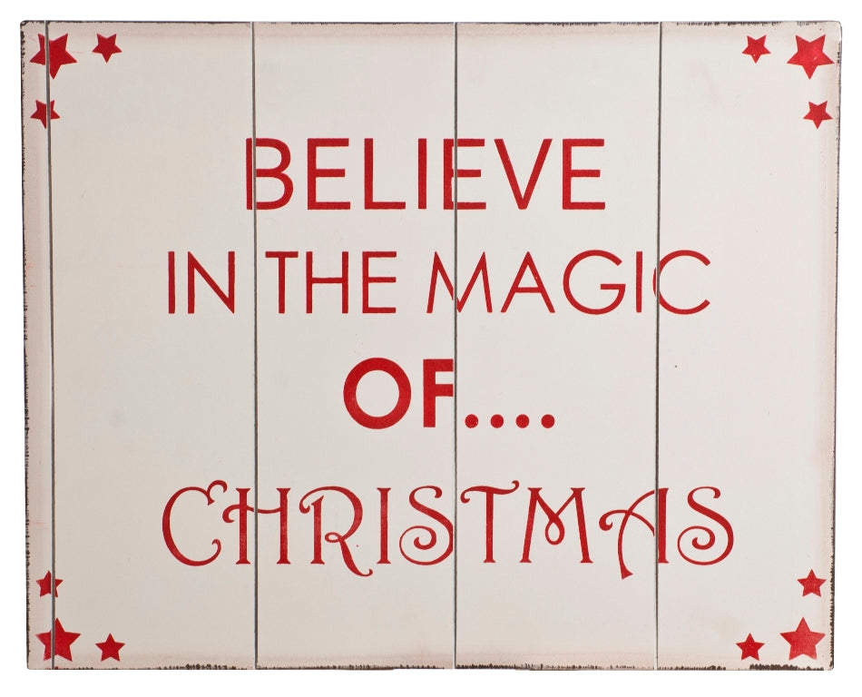 Christmas Decoration - Wooden Wall Art Believe in the Magic of Christmas