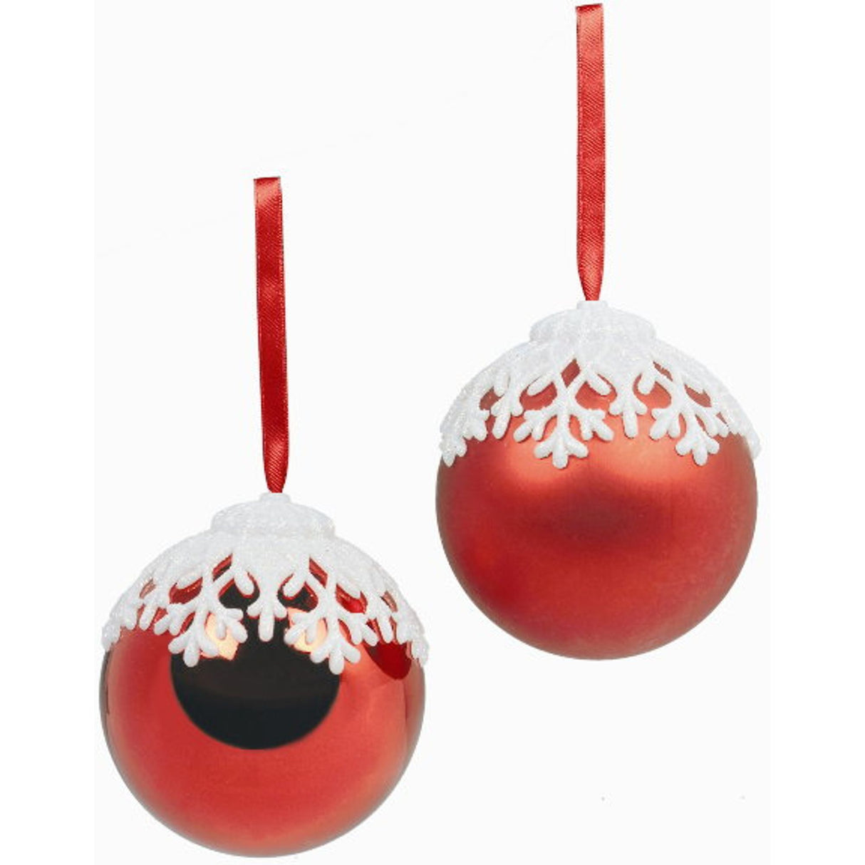 Weiste Christmas Tree Decorations Set of 2 - Red & White Collection - Snowflake