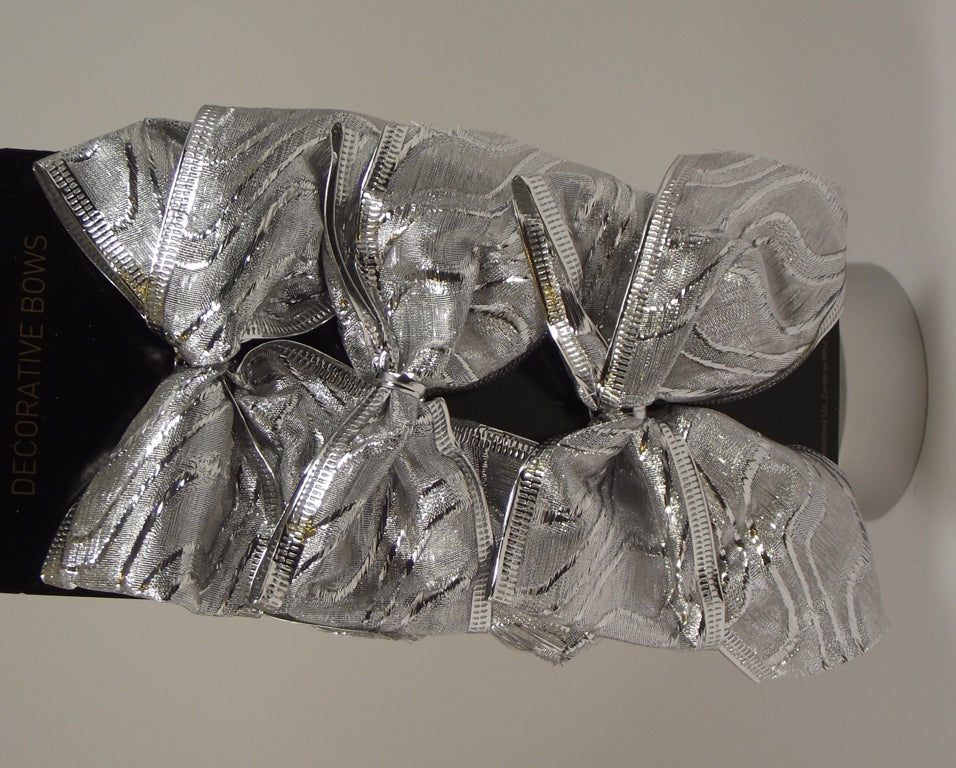 Christmas Decoration - Organza Bows Silver Pack of 6