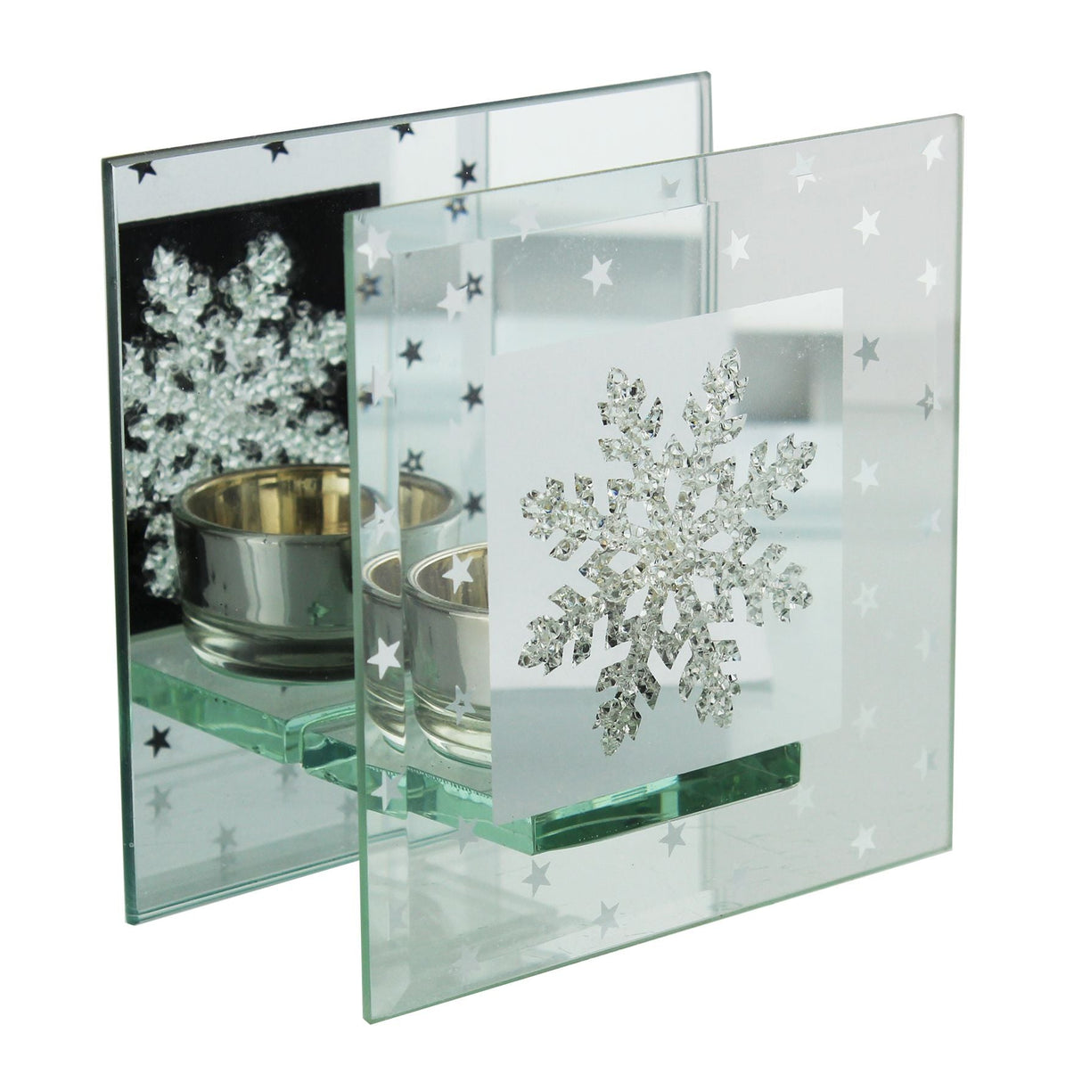 Juliana Home Living Glass Tea Light Candle Holder - Snowflake