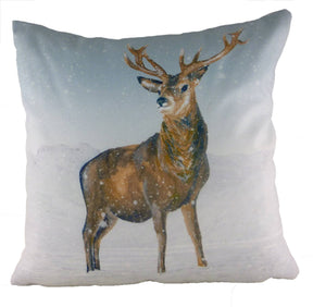 Evans Lichfield Christmas Collection Cushion Cover: Stag Snow Scene 17x17"