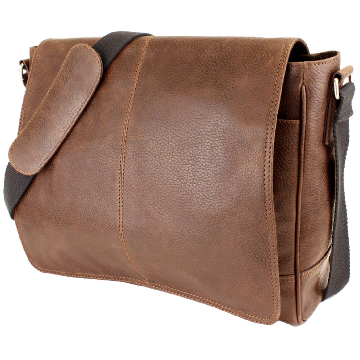 British Bag Company Oily Leather Messenger Bag - Tan