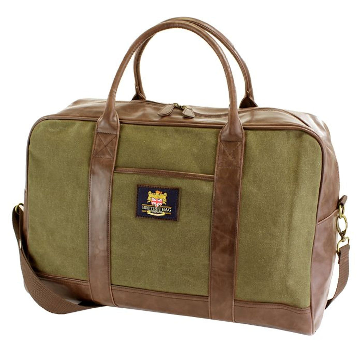 British Bag Company Waxed Canvas Travel Holdall - Khaki/Brown