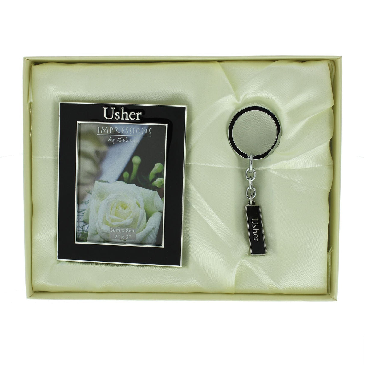 Juliana Impressions Wedding Gift Set Keyring & Photo Frame 2x3" - Usher