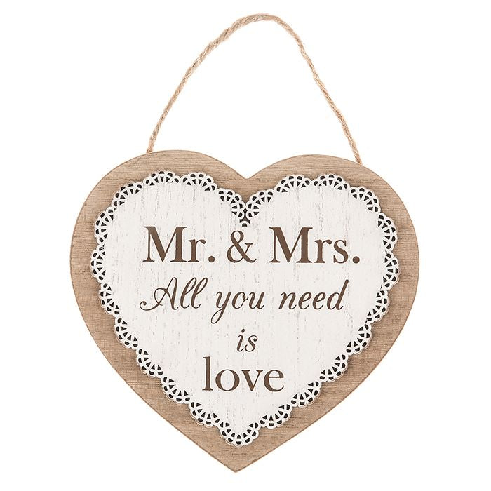 Chantilly Lace Heart Sentiment Plaque - Wedding