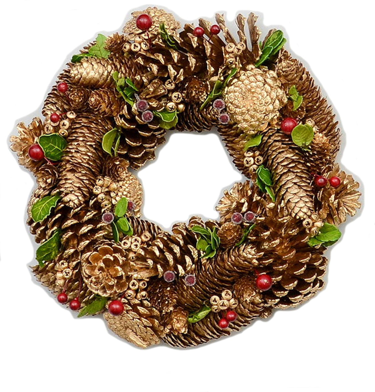 Christmas Wreath 32cm - Gold Pine Cones