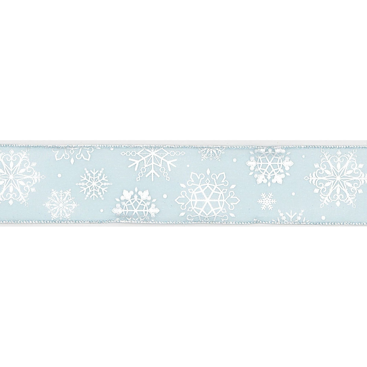 Christmas Wrapping - Ribbon Blue/Silver Sheer Snowflake 10Y x 2.5"