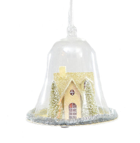 Christmas Tree Hanging Decoration - Glass Bell with Festive Scene