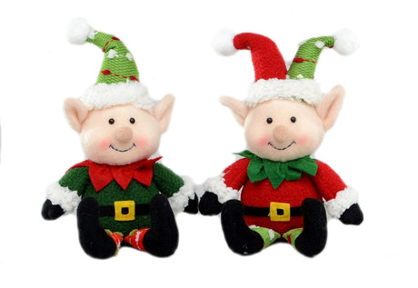 Christmas Decoration - Plush Elf Pack of 2 Assorted