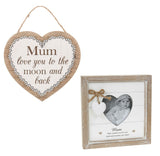 Mum Gift Set: Message Photo Frame & Heart Plaque