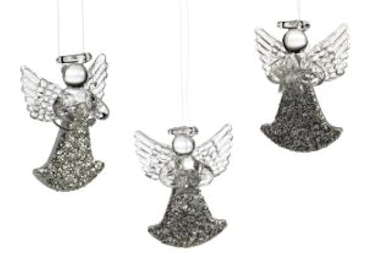 Weiste Christmas Tree Decorations Set of 3 - Glitter Glass Angels